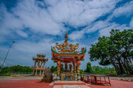 Shrine with beautiful blue sky viewの写真素材