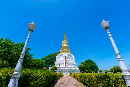 Phra Si Suriyothai Chedi at Suan Luang Sob Sawan Temple Phra Nakhon Si Ayutthaya Province in Thailandの写真素材