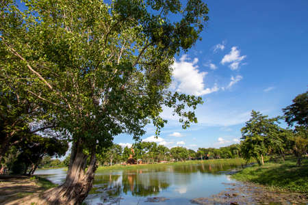 View of Phra Nakhon Si Ayutthaya Old Town in Ayutthaya Province in Thailandの写真素材