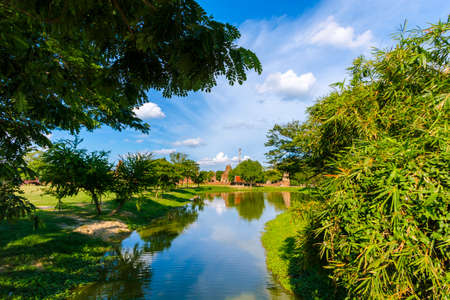 View of Phra Nakhon Si Ayutthaya Old Town in Ayutthaya Province in Thailandの写真素材