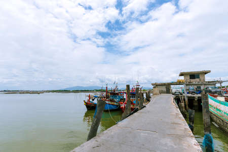 Fishing boat moored by the sea Chon Buri Province, Thailandの写真素材