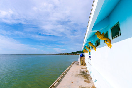 Beautiful sea views and clear skies in Chon Buri Province in Thailandの写真素材