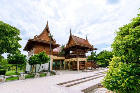 Thai traditional house in a beautiful garden in Thailand