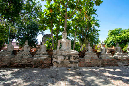 Wat Yai Chaimongkol is another beautiful temple and is also an important tourist attraction in Phra Nakhon Si Ayutthaya Province in Thailand.の写真素材