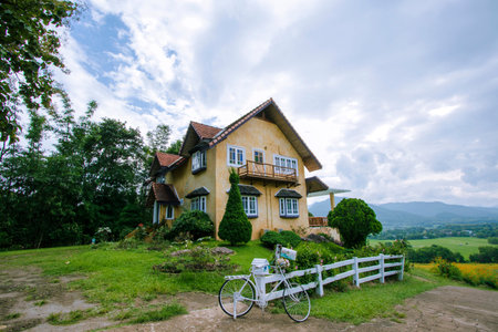 View of a mountain house and beautiful nature