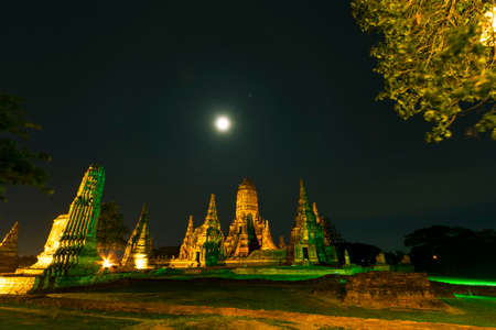 Wat Chaiwatthanaram Temple in Phra Nakhon Si Ayutthaya Historical Park, a World Heritage Site and an important tourist destination in Thailandの写真素材