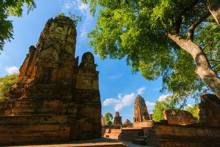 Wat Mahathat in Phra Nakhon Si Ayutthaya Historical Park and is a world heritage site and important tourist destination in Thailand.の写真素材
