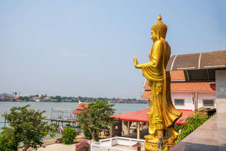 Wat Amphu Wararam is a beautiful temple located on the Chao Phraya River in Pathum Thani Province in Thailand.の写真素材