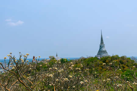The temple on the hilltop at Wang Khao Wang and is a tourist destination of Phetchaburi Province, Thailand.の写真素材