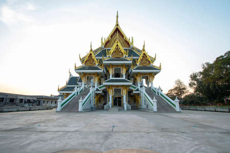 Wat Khun Inthapramun has a large reclining Buddha and is an important religious tourist destination in Ang Thong Province in Thailand.の写真素材