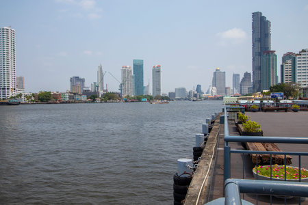 Chao Phraya River with beautiful views of Bangkok, the capital city of Thailand.
