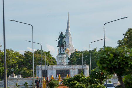Statue of King Naresuan at Wat Chedi Phu Khao Thong near Phra Nakhon Si Ayutthaya Historical Park in...