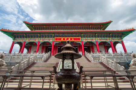 Wat Leng Nei Yi 2 has the beautiful architecture of a Chinese temple and is an important religious attraction at Bang Bua Thong in Nonthaburi Province in Thailand.の写真素材