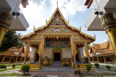 Wat Lai has beautiful architecture and is an important tourist attraction of Lopburi Province in Thailand.の写真素材