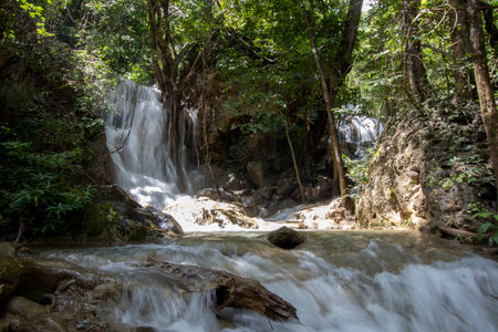 Waterfall scenery with beautiful nature in Thailandの写真素材