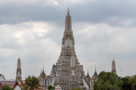 Wat Arun, with its beautiful architecture, is an important religious attraction. And is popular with tourists from all over the world in Bangkok in Thailand.の写真素材