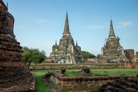 Wat Phra Si Sanphet is an important tourist attraction in Ayutthaya Historical Park in Thailand.の写真素材