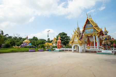 Wat Khung Tha Lao has beautiful architecture and is an important tourist attraction of Lopburi Province in Thailand.の写真素材