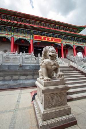 Wat Leng Nei Yi 2 has the beautiful architecture of a Chinese temple and is an important religious attraction at Bang Bua Thong in Nonthaburi Province in Thailand.の写真素材