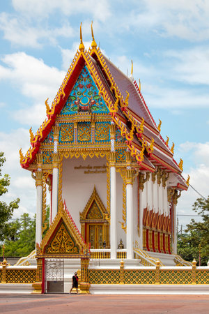 Wat Chinwararam has beautiful architecture and is an important tourist attraction of Pathum Thani Province in Thailand.の写真素材