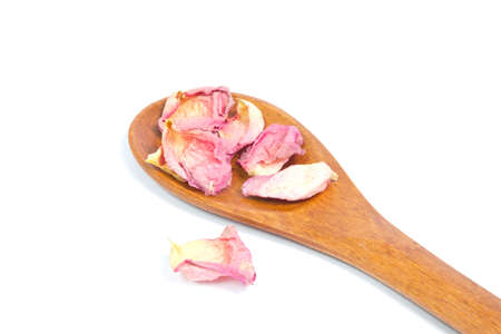 wood spoon and roseの写真素材