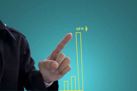 hand pushing graphの写真素材