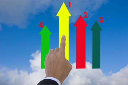 hand pointing to an arrowの写真素材