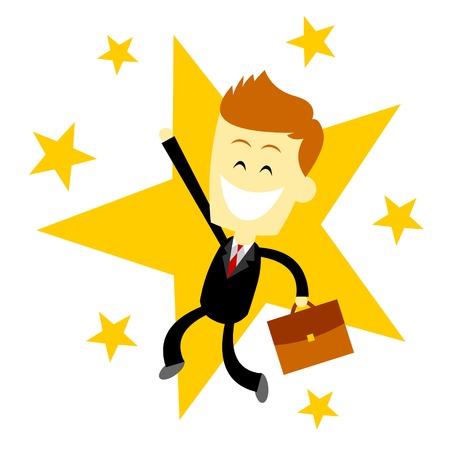 A Happy Success Business Man (in Flat Cartoon Style)のイラスト素材