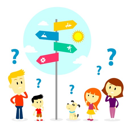 Looking For Directional SIgnageのイラスト素材