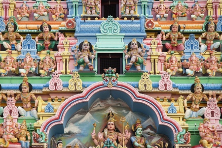 colorful hindu temple detail in singaporeの写真素材