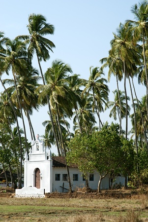 catholic chapel in interior goa, indiaの写真素材