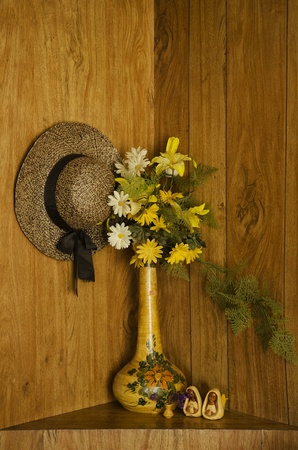 vintage 1970s wooden interior designの写真素材