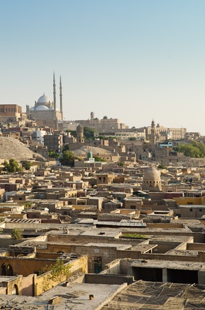 city of the dead and citadel in cairo egyptの写真素材