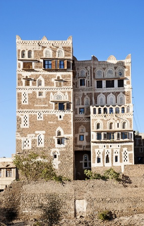 sanaa old town, yemen - traditional yemeni architectureの写真素材