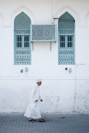 old man on street in muscat omanのeditorial素材