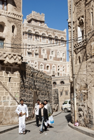 sanaa old town street in yemenのeditorial素材