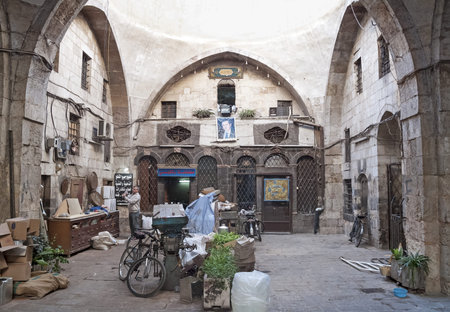 Hamidiye Bazaar market souk in damascus syriaのeditorial素材