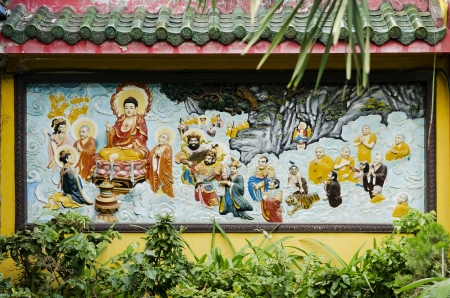 mural in chinese temple ho chi minh saigon vietnamのeditorial素材