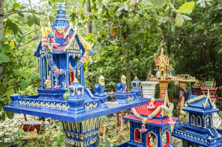 spirit houses in ko phangan thailandの写真素材