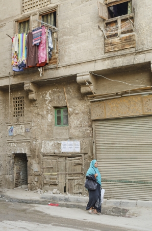 cairo old town in egypt womanのeditorial素材