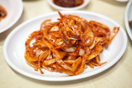 korean pickled onion side dishの写真素材