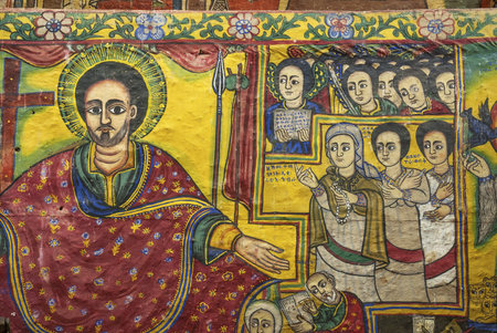 ancient church interior paintings in gondar ethiopia
