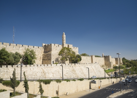 the ancient walls of jerusalem old town israelのeditorial素材