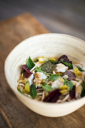 thai jungle curry fish soup with noodles