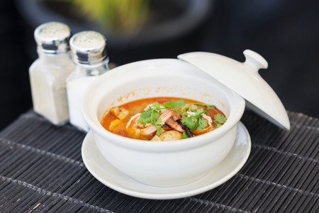 tom yam kung spicy traditional thai prawn soupの写真素材