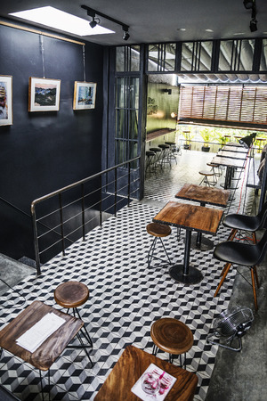 trendy hipster retro style restaurant interior designのeditorial素材