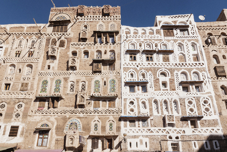 traditional yemeni ancient buildings in sanaa old town yemenの写真素材