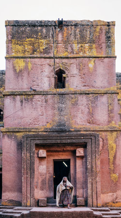 famous ancient ethiopian orthodox christian rock hewn churches of lalibela ethiopiaのeditorial素材