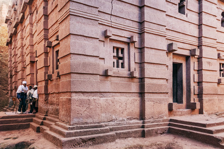 famous ancient ethiopian orthodox christian rock hewn churches of lalibela ethiopiaのeditorial素材