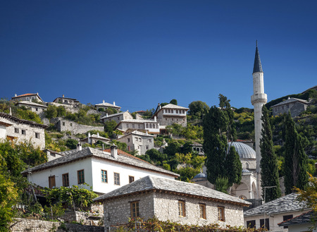 scenic view of pocitelj village traditional old architecture buildings and mosque in Bosnia Herzegovinaの写真素材